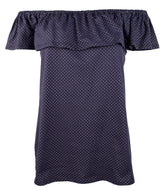 Women's Off-The-Shoulders Flounce Top-I-S True Navy
